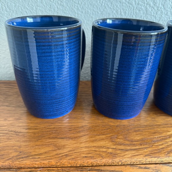 Thomas O'Brien Vintage Modern Blue Stoneware Mugs Cups Set of 4 - Picture 2 of 9